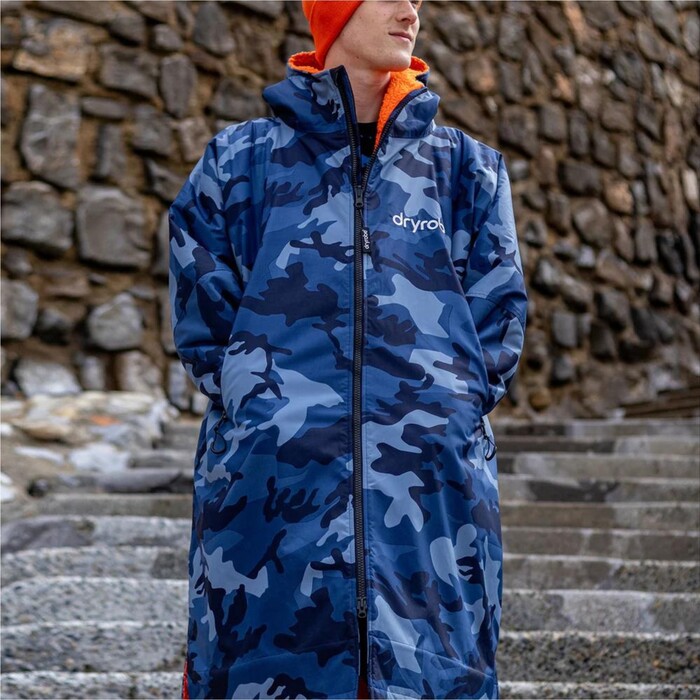 2024 Dryrobe Advance Cambiador De Manga Larga Robe V3 DALSV3 - Camuflaje Azul / Orange